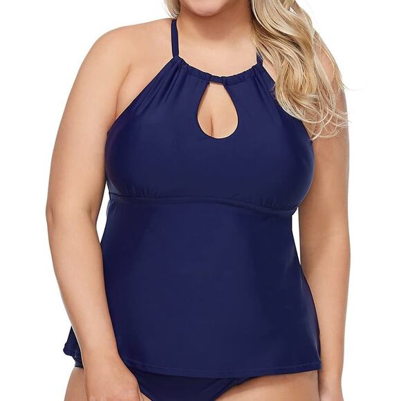 Raisins Curve Caribe Solids Rosalie Underwire Tankini Swim Top Navy Size 14W - Picture 1 of 1